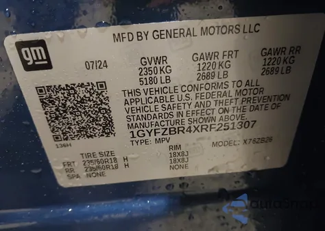 2024 Cadillac Xt4 Awd Luxury z USA, uszkodzony, nr VIN 1GYFZBR4XRF251307